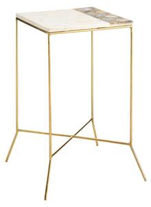 Arenza Square White Marble Side Table With Gold Base