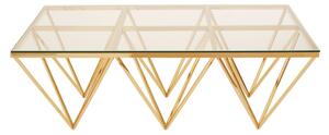 Alluras Large Clear Glass Coffee Table With Gold Spike Frame