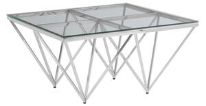 Alluras Small Clear Glass Coffee Table With Silver Spike Frame