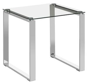 Alluras Square Clear Glass End Table With Silver Frame