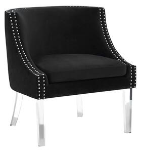 Clarox Upholstered Curved Velvet Armchair In Black