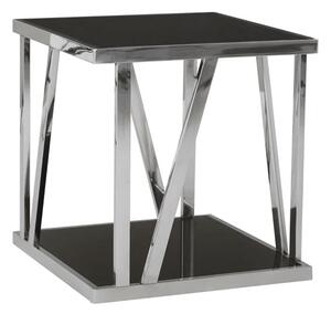 Orion Black Glass Top Side Table With Chrome Frame