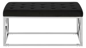 Alluras Black Velvet Dining Bench With Silver Cross Frame