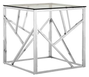 Alluras Clear Glass End Table With Silver Frame