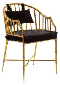 Monora Black Fabric Seat Armchair With Gold Frame