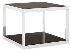 Orion Black Glass Square Coffee Table In Silver Frame