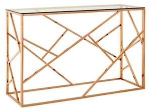 Alluras Clear Glass Console Table With Rose Gold Frame