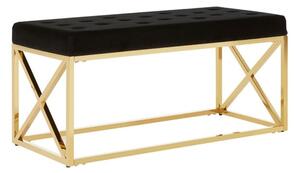 Alluras Black Velvet Dining Bench With Gold Cross Frame