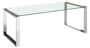 Alluras Rectangular Clear Glass Coffee Table With Silver Frame