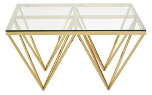 Alluras Small Clear Glass Coffee Table With Gold Spike Frame