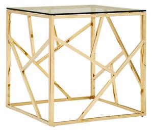 Alluras Clear Glass End Table With Champagne Gold Frame