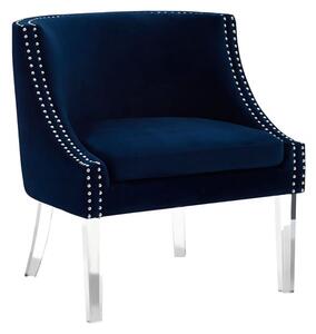 Clarox Upholstered Curved Velvet Armchair In Blue