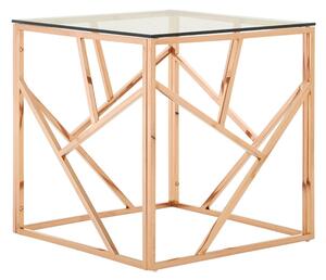 Alluras Clear Glass End Table With Rose Gold Frame