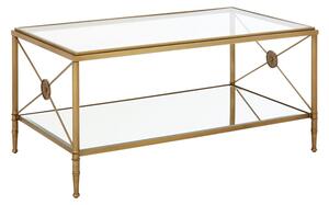 Acox Rectangular Clear Glass Top Coffee Table With Gold Frame