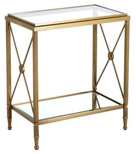 Acox Rectangular Clear Glass Top Side Table With Gold Frame