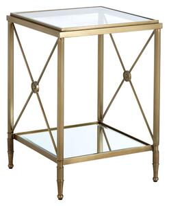 Acox Square Clear Glass Top Side Table With Gold Frame