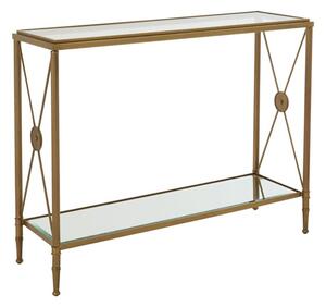 Acox Rectangular Clear Glass Top Console Table With Gold Frame