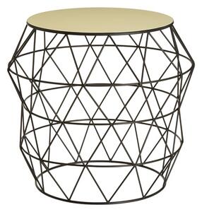 Coreca Round Metal Side Table With Black Base In Ivory