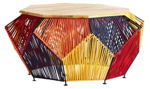 Diadem Octagonal Wooden Coffee Table With Multicolor Frame