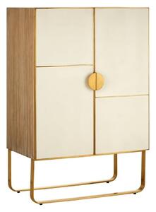 Modeco Wooden Bar Storage Cabinet With Gold Frame In Natural