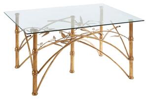 Zaria Glass Top Coffee Table With Gold Bamboo Design Frame