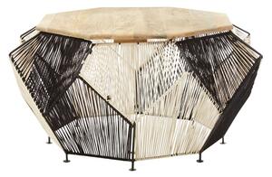 Diadem Octagonal Wooden Coffee Table With Black Metal Frame