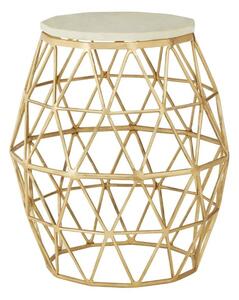 Casa Polygonal Marble Side Table With Gold Aluminium Frame