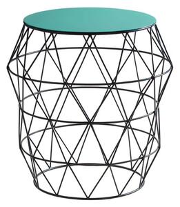 Coreca Round Metal Side Table With Black Base In Green