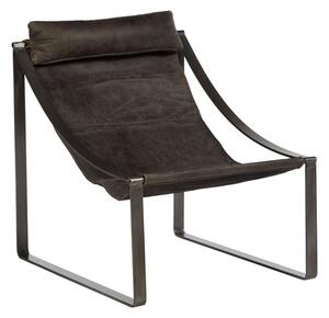 Hoxman Faux Leather Sling Design Accent Chair In Ebony