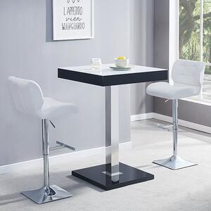 Topaz Glass White Black Bar Table 2 Candid White Stools