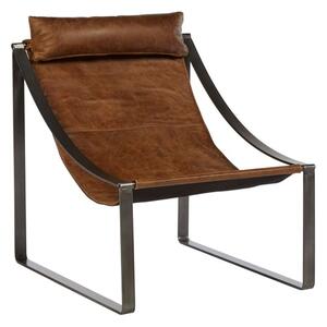 Hoxman Faux Leather Sling Design Accent Chair In Light Brown