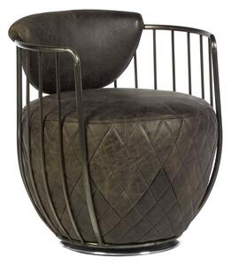 Hoxman Faux Leather Swivel Accent Chair In Ebony