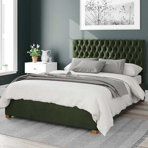 Monroe Plush Velvet Ottoman Bed Frame green