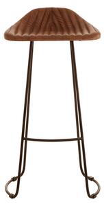 Australis Brown Leather Bar Stool With Iron Sled Base