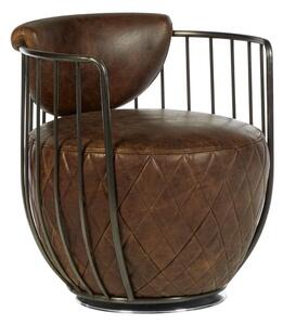 Hoxman Faux Leather Swivel Accent Chair In Brown