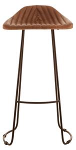 Australis Light Brown Leather Bar Stool With Iron Sled Base