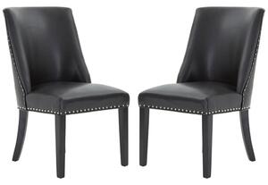 Rodik Black Faux Leather Dining Chairs In Pair