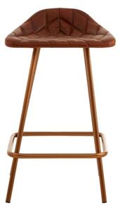 Australis Tan Leather Bar Stool With Iron Cubic Base