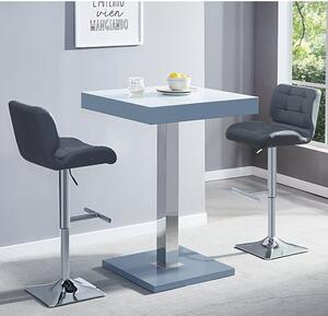 Topaz Glass White Grey Bar Table 2 Candid Grey Stools