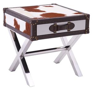 Kensick Wooden Side Table With 1 Drawers In Brown And White