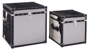 Kensick Wooden Set Of 2 Storage Trunks In Black And White