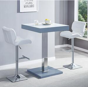 Topaz Glass White Grey Bar Table 2 Candid White Stools