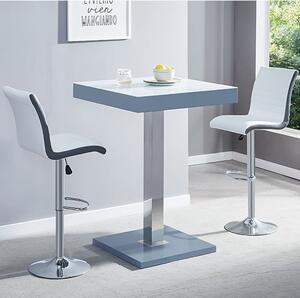 Topaz Glass White Grey Bar Table 2 Ritz White Grey Stools