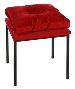 Glam Velvet Stool In Red With Black Metal Legs