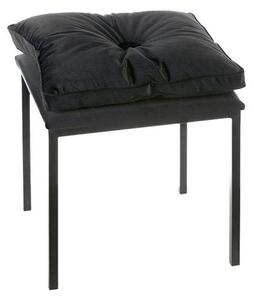 Glam Velvet Stool In Black With Metal Legs