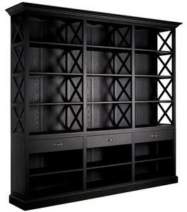 Lyox Large Wooden 3 Drawers Bookcase In Black