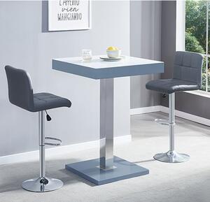 Topaz Glass White Grey Bar Table 2 Coco Grey Stools