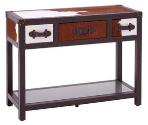 Kensick Wooden Console Table With 3 Drawers In Brown And White