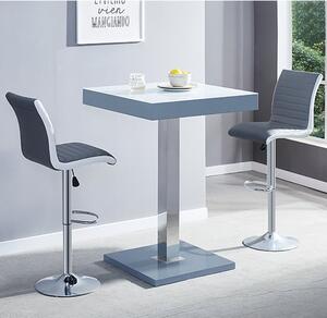 Topaz Glass White Grey Bar Table 2 Ritz Grey White Stools