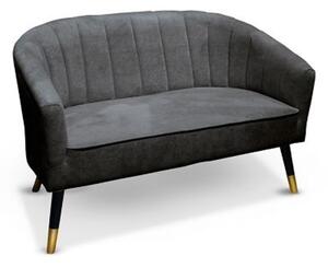 Vesuv Velvet 2 Seater Sofa In Grey With Wooden Legs